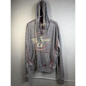 Premium 51 Hoodie Mens Large Gray Palm Springs CA Pullover V Neck Graphic
